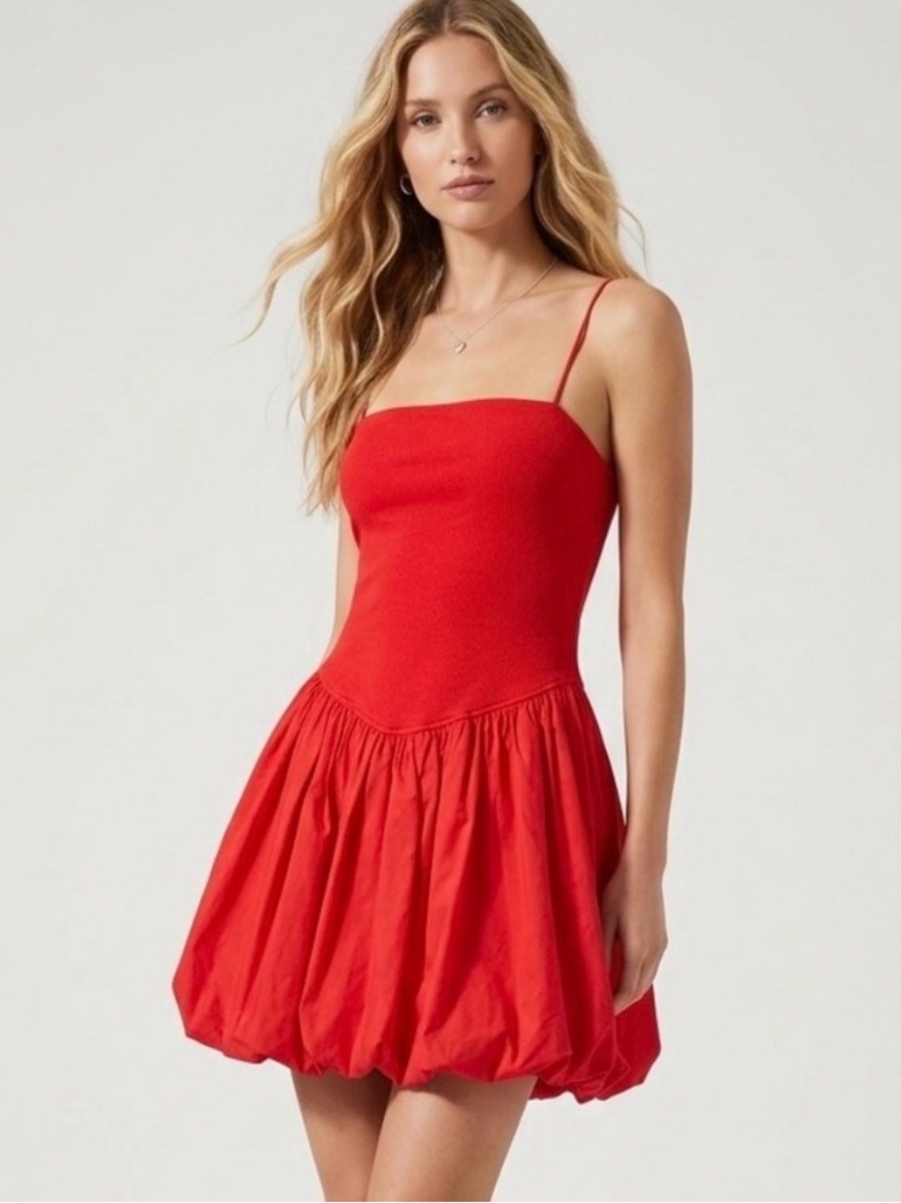 Gianni Bini Red Spaghetti-Strap Bubble Hem Mini Dress